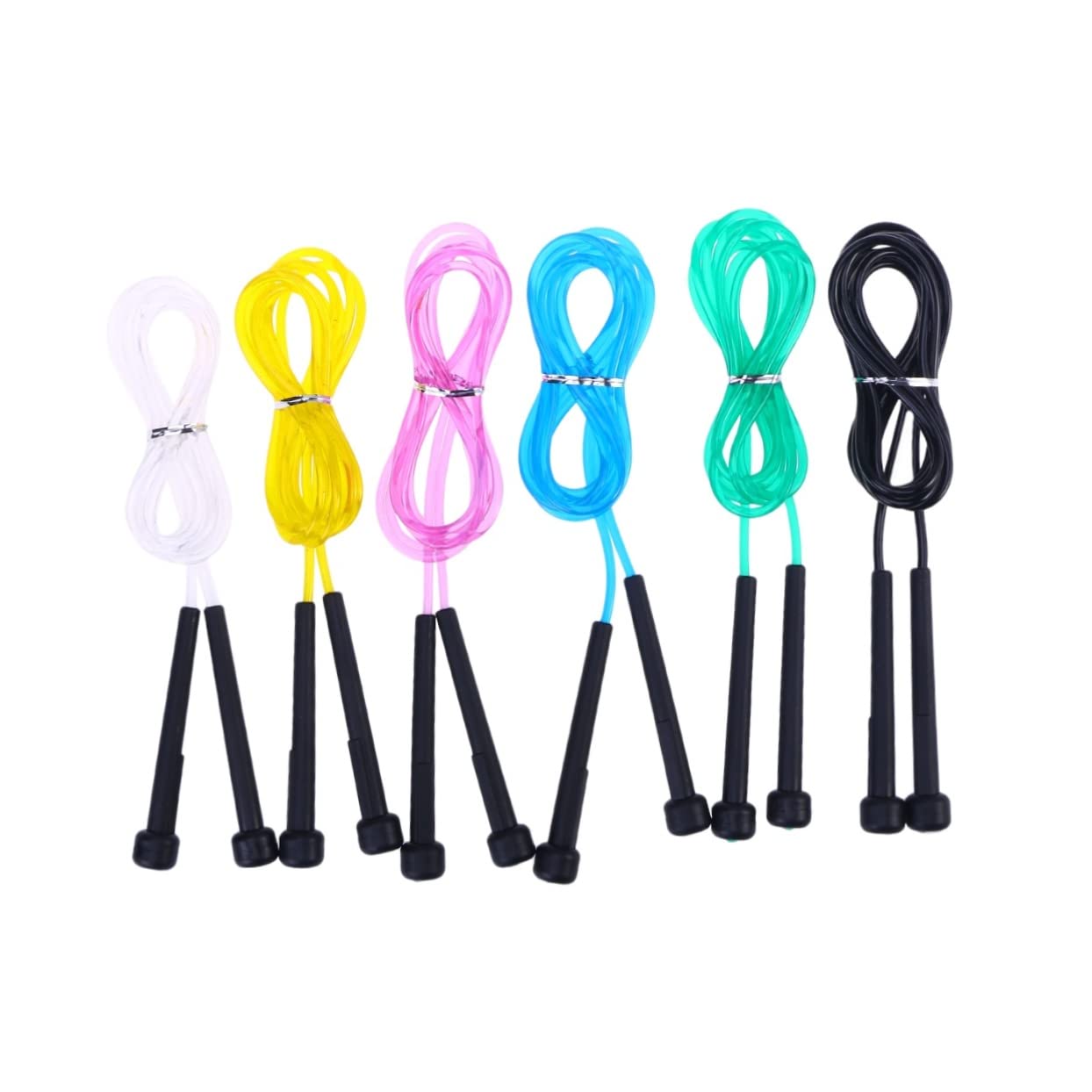 HEMOTON 6 PCS PVC Jump Rope Meters Durable Skipping Ropes for Exercise with Slip Handles for Adults Random Colors for Training Random Color