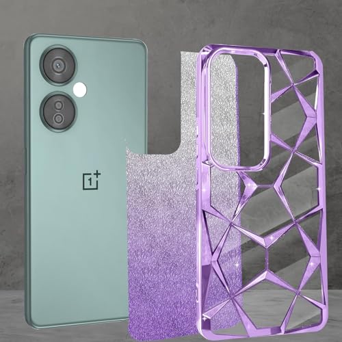 Image of Stylish Gradient Glitter Clear Case for OnePlus Nord CE 3 Lite 5G Luxury Electroplated 3D Cube,Diamond Bling Shiny Soft TPU Clear Shockproof Women & Teen Girls Protective Phone Cover(Purple)
