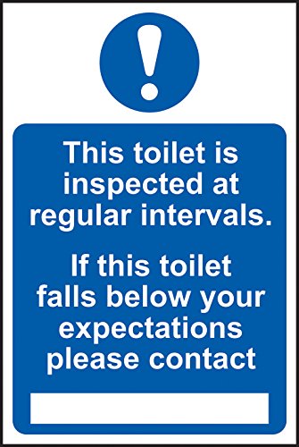'This Toilet Is Inspected At Regular Intervals’ Sign, Self-Adhesive Semi-Rigid PVC (200mm x 300mm), Multi-Colour, 200 x 300 mm