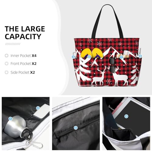 Large Beach Bag For Women, Waterproof Sandproof Zipper Beach Tote Bag For Gym Beach Travel Pool Yoga Shopping3