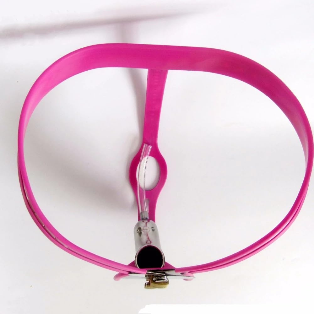 Ceinture de chasteté invisible en acier inoxydable pour hommes rose 60-90cm YILUQIFLY Cage à pénis ajustable