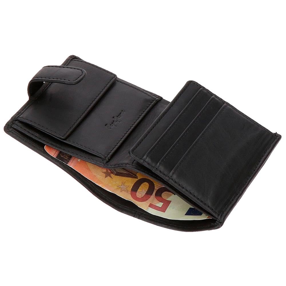 Pepe Jeans Cortland Cartera Vertical con Cierre de Clic Negro 8,5x10,5x1 cms Piel by Joumma Bags