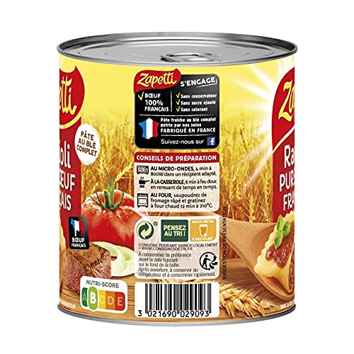 ZAPETTI - Ravioli puri per manzo francese, 800 g, 4 pezzi