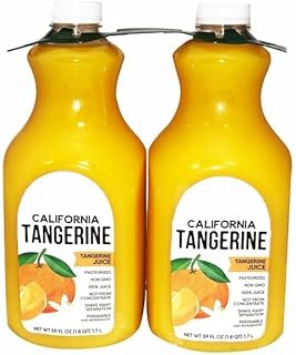 Tangerine Juice, Non-GMO; Kosher; 100% Juice; Not From Concentrate; Pasteurized, Keep refrigerated, Non-GMO project verified 2 Count [ 59 oz, 3.6 pound ]