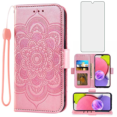 Coque Samsung Galaxy A03s en cuir or rose idéal pour sorties sans sac encombrant