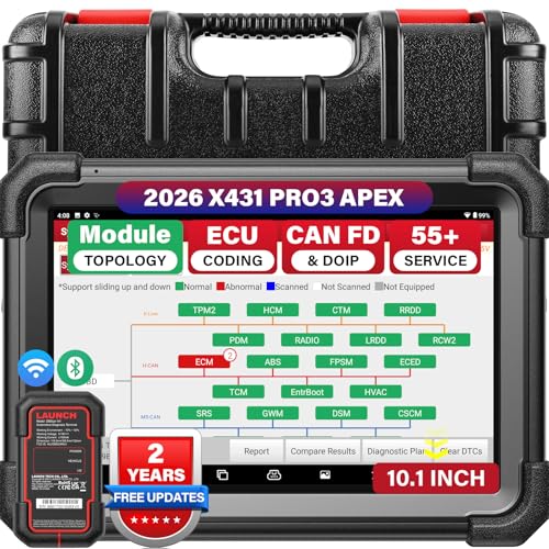 LAUNCH X431 PRO3 APEX OBD2   Herramienta de diagnóstico para mecánico, codificación en línea, tarjeta de topología, CAN FD y DoIP, 50+ servicios, diagnóstico de todo sistema, funciones de guía, FCA y