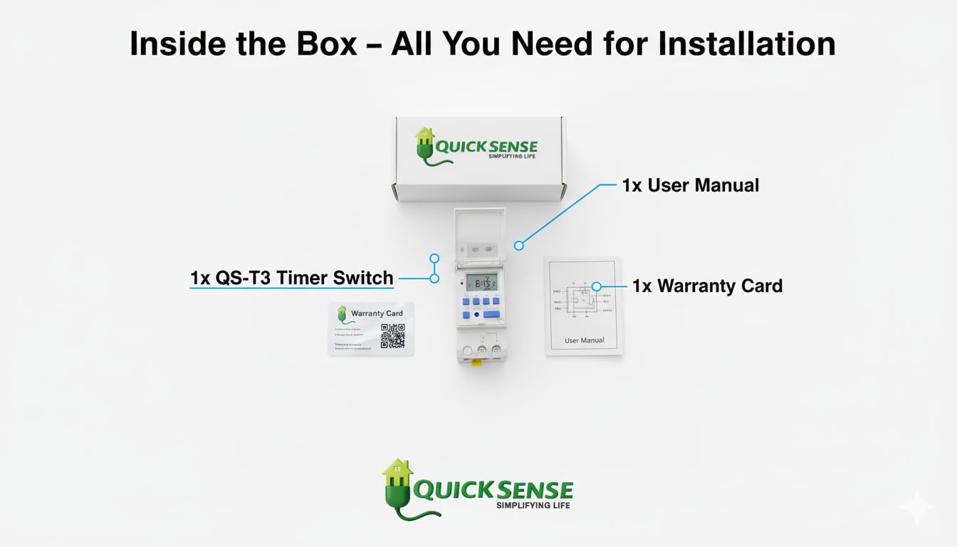 Quick Sense QS-T3 Digital Timer Switch - 30A Programmable -6 Quick Sense QS-T3 Digital Timer Switch - 30A Programmable -6