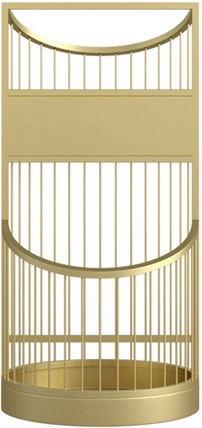 FCXWEVR Freestanding Metal Umbrella Holder Rack with Hooks Stylish Gold Stand for Long & Short Umbrellas (25x55cm) Perfect Home Entryway