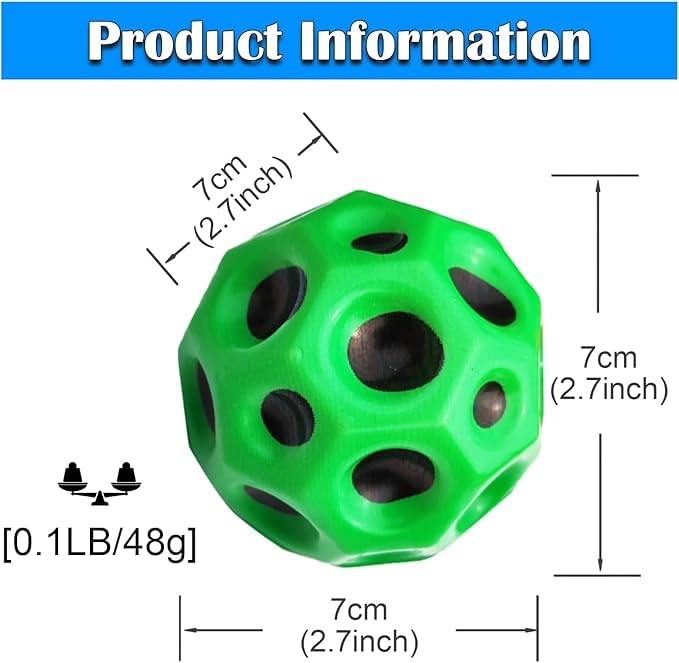 Moon Ball Pack of 2 HighBounce Outdoor Fun for All Ages | Durable, Lunar SurfaceInspired Balls for Active Play and Stress Relief (Asorted) - Image 4 thumbnail