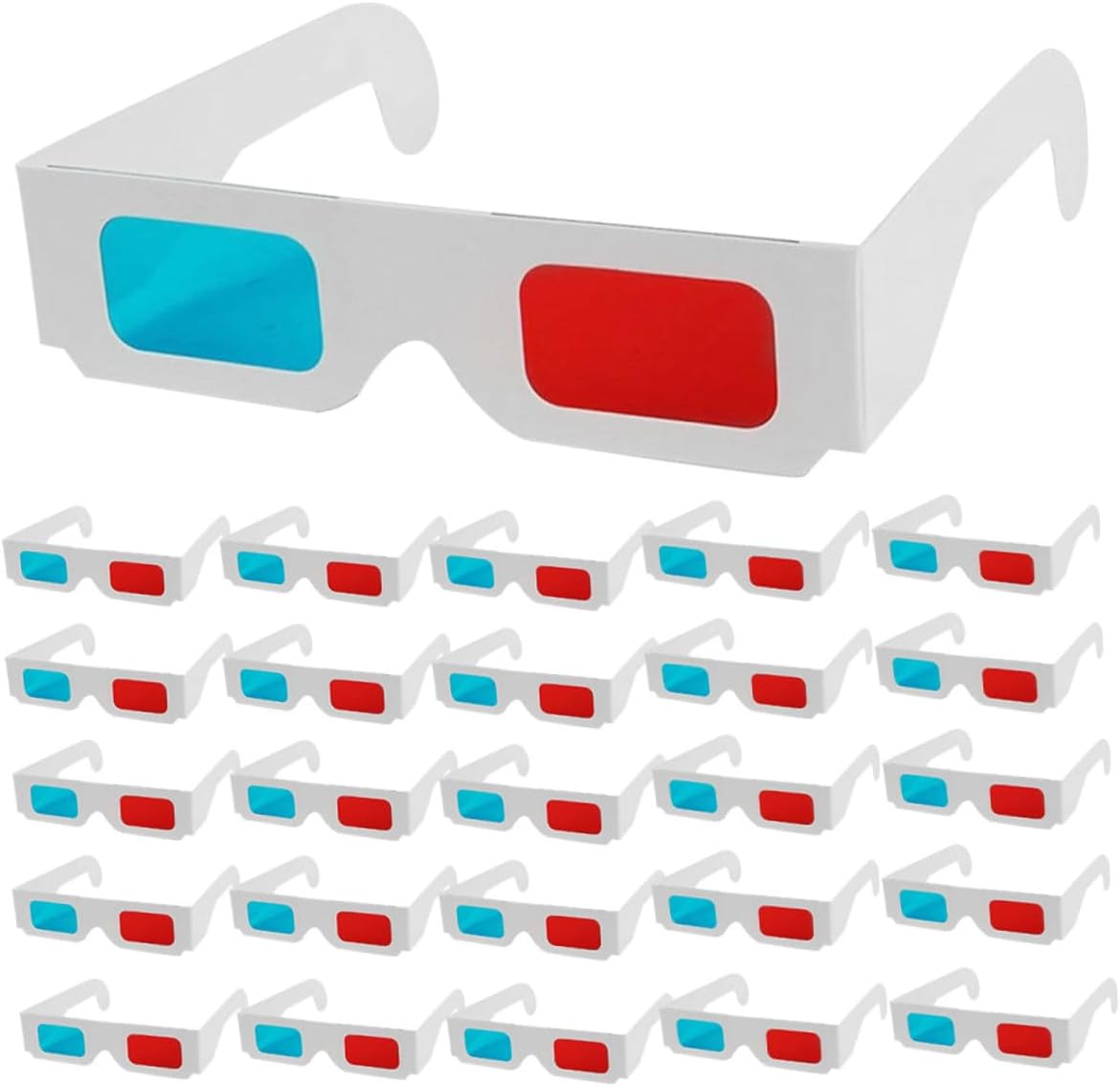 Cabilock 70pcs 3D Cardboard Anaglyph Glasses for Movies and Tv Projector, Red and Blue Paper Frame 3D Viewing Glasses for Home Theater and Gaming