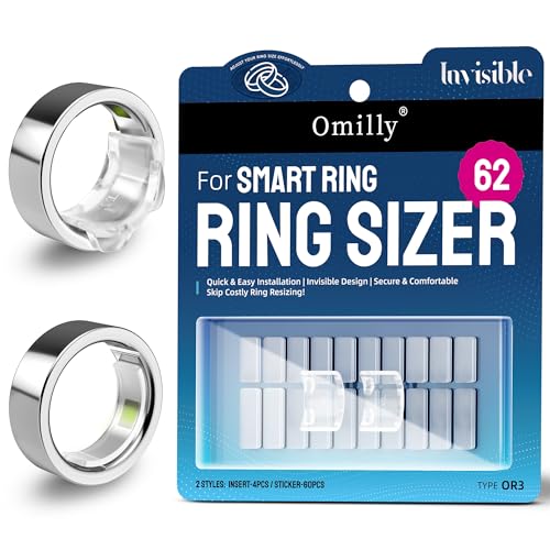 Omilly Smart Ring Size Adjuster for Oura Ring Gen 4 / Gen 3 Invisible Ring Sizer Reducer with Stickers and Inserts Secure Comfortable Fit-62PCS