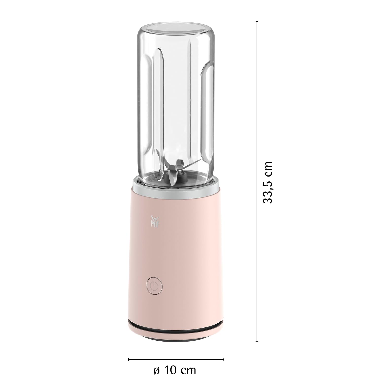 WMF Mix & Go Touch - Smoothie Maker & Mixer to Go, batteur sur socle portable 500 W en plastique recyclé, avec bouteille à emporter étanche, commande à une main, lame ultra, couleur Pearl Blush