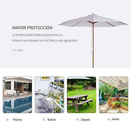Parasol para Patio Outsunny Ø300 cm para Comidas 6