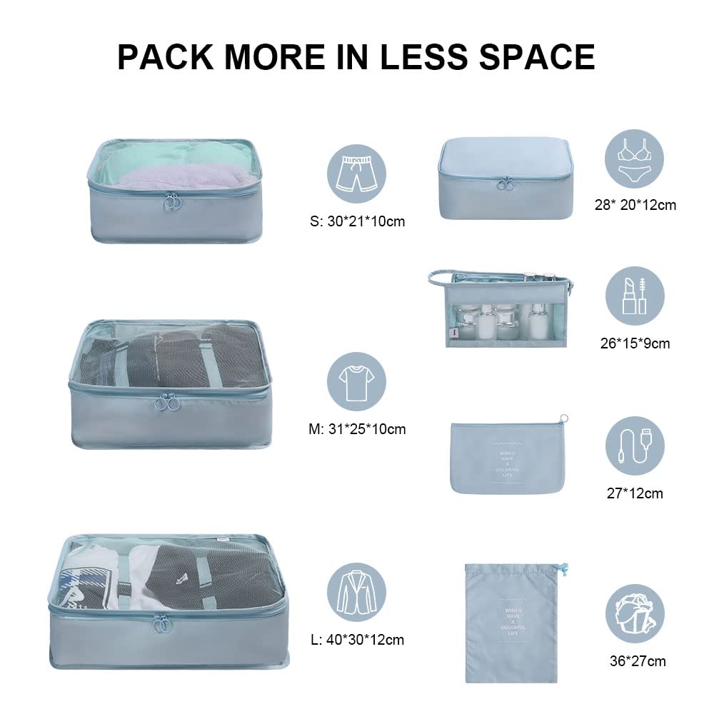 Set Organizer Valigie 7 Pezzi - Cubi Viaggio Per Abiti, Intimo E Scarpe - Foto 13