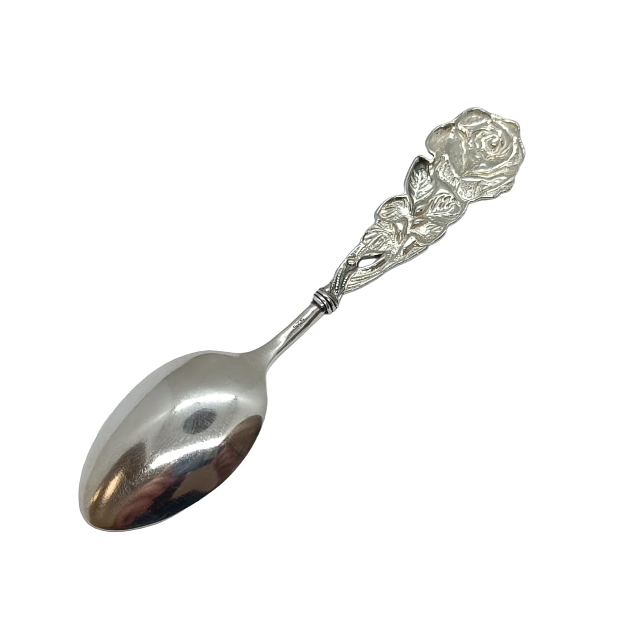 Cuchara de plata esterlina 925, sin níquel, 82x23 mm, 16,2 gramos, diseño de rosa