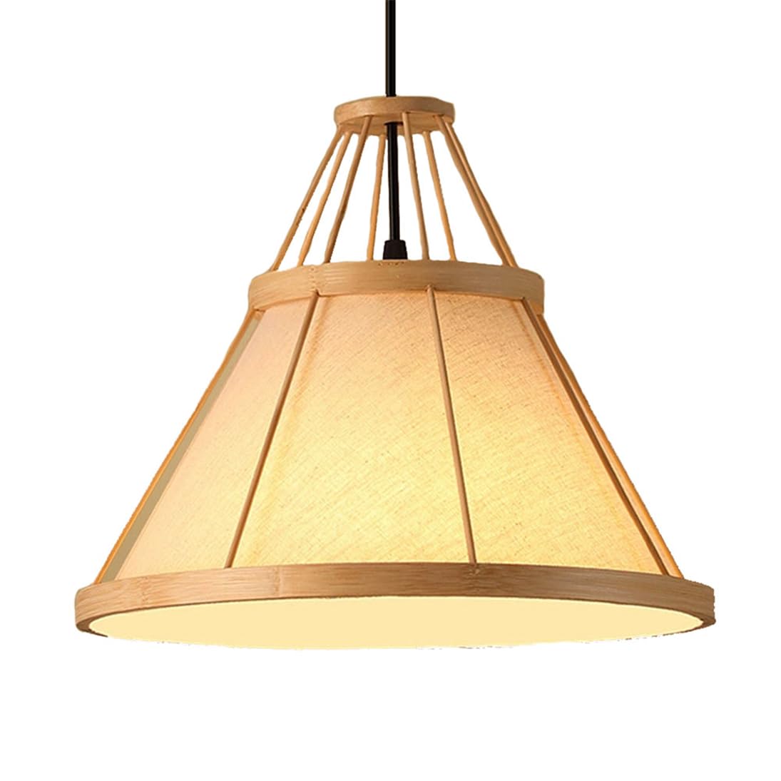CWVYKNP Japanese Triangle Ceiling Hanging Light Bamboo 1 Pack Chandelier Hanging Light Fixture with Parchment-Like Lampshade for Bedroom Hallway Entryway Nursery