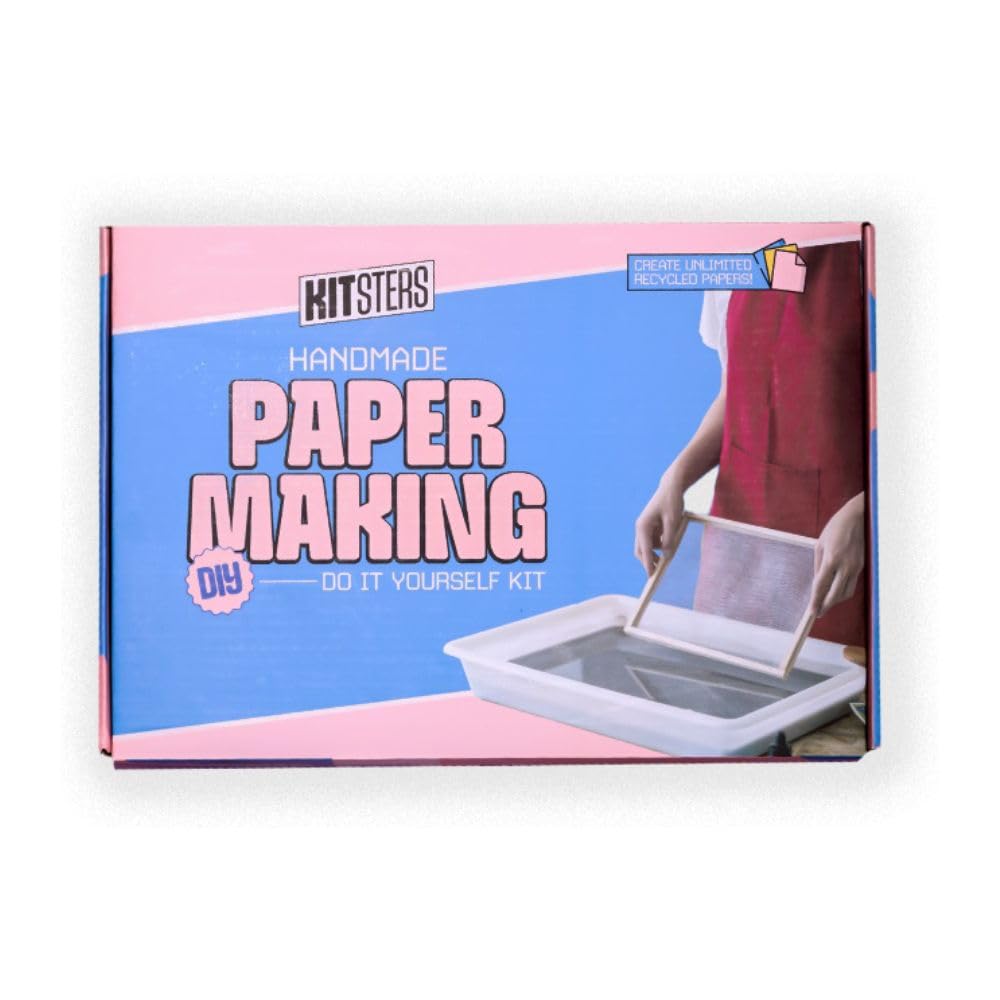 KITSTERS DIY Handmade Paper Making Kit | Deckle Technique | Make Recycle Textured Paper | Gifting - Fun Activity for Kids & Adults | Art & Craft Hobby | Detailed Video Workshop Included (B0CRHQNNJF) Amazon Price History, Amazon Price Tracker