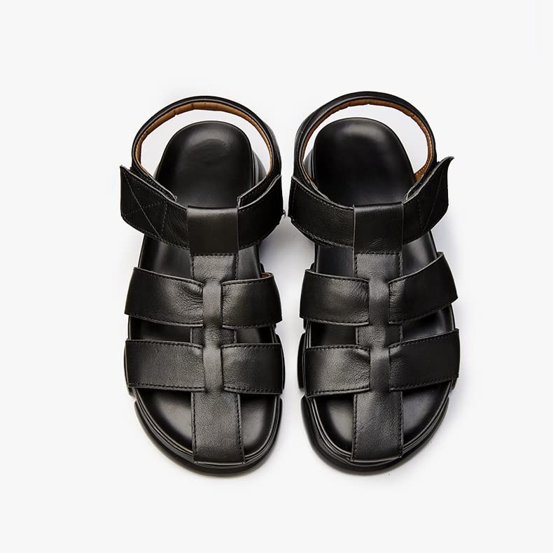 Men's Leather Sandals Hollow Roman Sandals Men's Outer Shoes Black Beach Shoes3