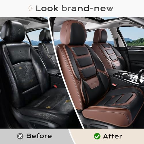 Image of Coverado Car Seat Covers, Front Covers for Cars, Car Seat Cover Front Seats, Car Seat Protector Waterproof, Leather Car Seat Cushion, Universal Interior Covers Seat Protectors for Most Cars