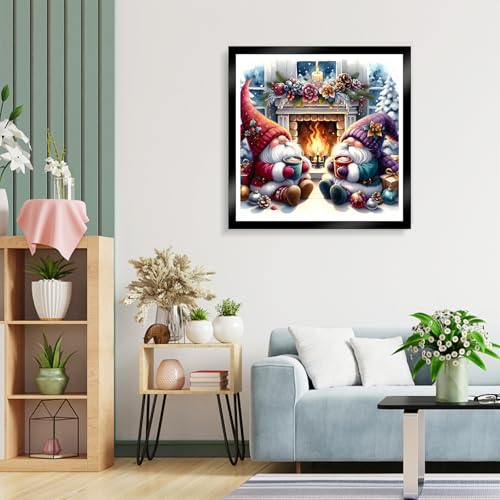 TOSTOG Diamond Painting Kits Christmas for Adults,Fireplace Full Drill Diamond Art Embroidery Pictures,5D DIY Diamond Art Kit for Home Wall Decor 30x30cm/12x12inch - Image 2
