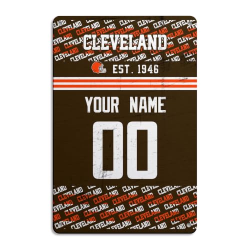 Image of Cleveland Metal Sign for Outside Custom Name and Number Gifts