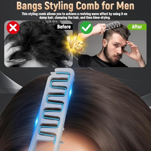 Image of Texture Comb, Texture Comb Men, Styling Comb, 2 Pack Volumizing Hair Comb - Root Lift Styling Tool for High Crown, Part Coverage & Bangs, Suitable for Men & Women