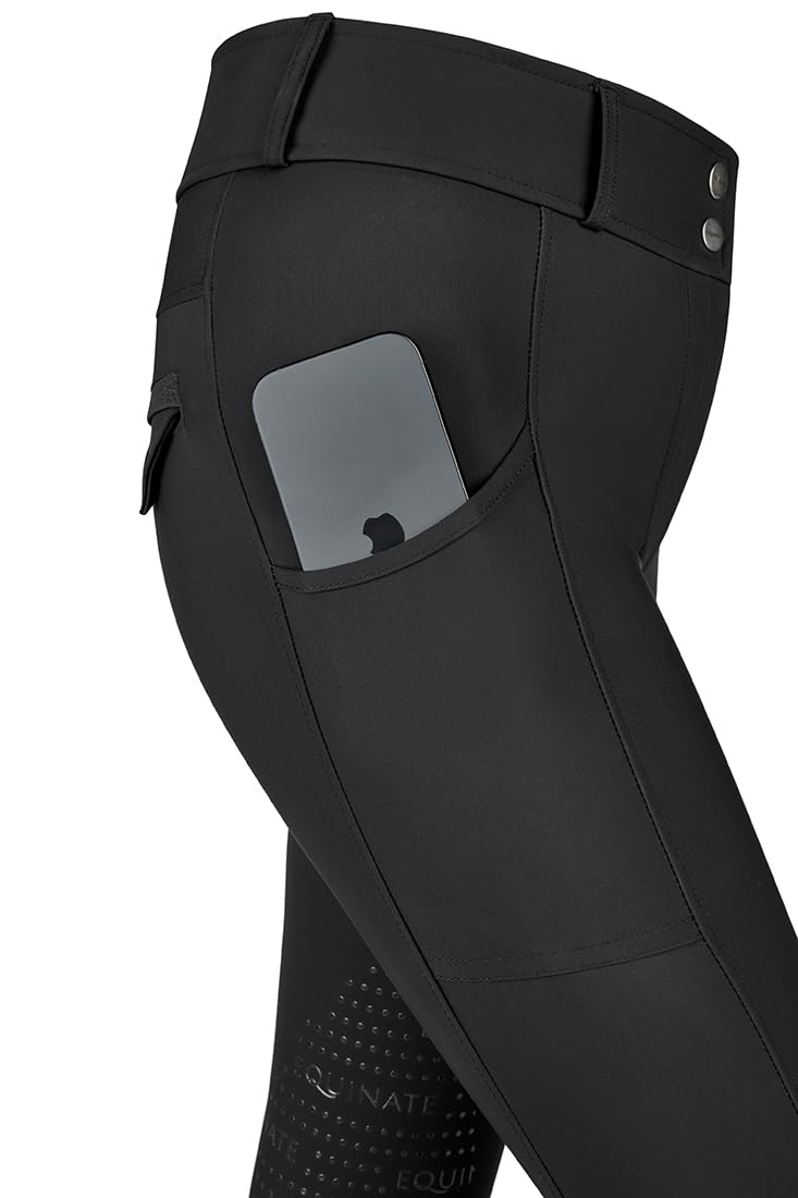 Equinate Damen Reithose Romy - Elegante Reithose mit Kniebesatz Grip Handytaschen und Glitzerapplikationen - atmungsaktiv elastisch rutschfest