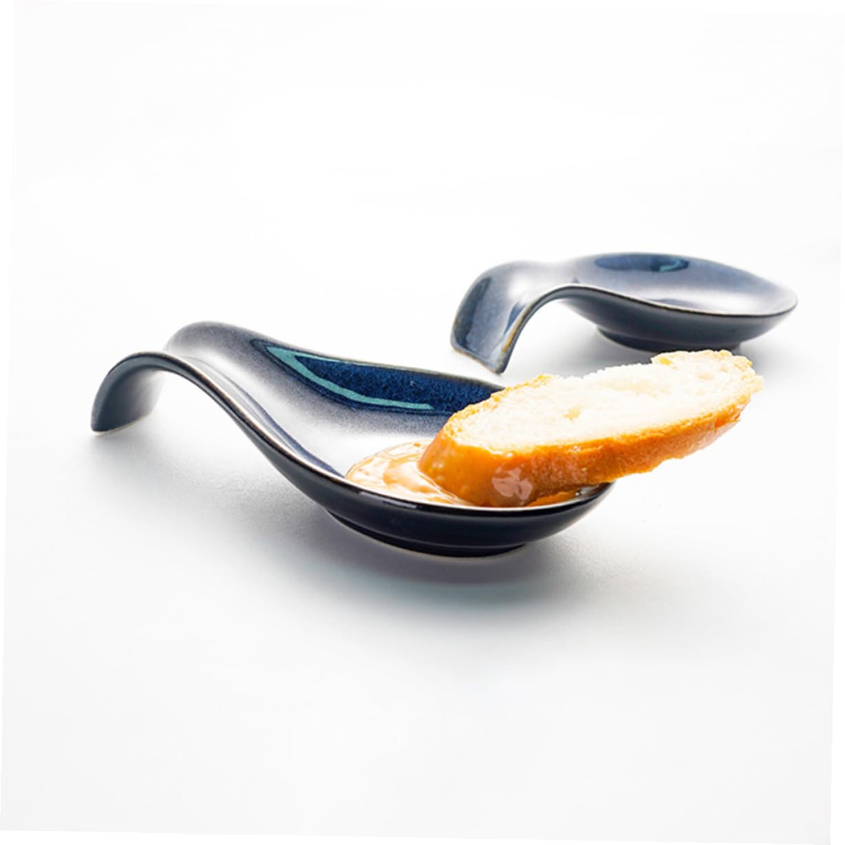 Gatuida Repose-cuillères Support Compact Cuisine en Céramique Bleue Lot de 4 Anti-roulement et Protection la Saleté Table Cuisson