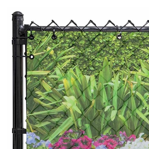 FenceScreen Hedge with Flowers Scenic Designer Fence Screen (6ft x 25ft)