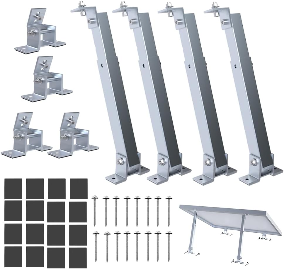 Adjustable Solar Panel Tilt Mount Brackets Stand Support Any Solar Panels for RV, Roof, Boat, Yacht Flat Surface, Camping, Off-Grid Systems（2sets）