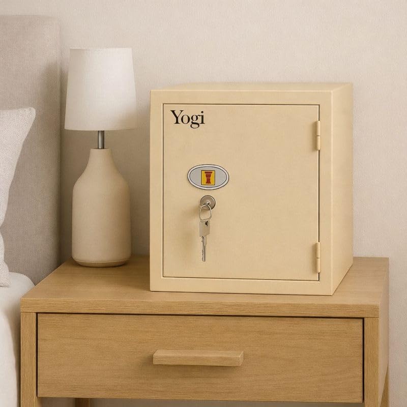 MAXSERA Mechanical Safe locker/Locker Intelligent Deposit Safe/Steel Household Mini Safe/Safety locker/Key Locker/Security box/Lockers for Home,Office,Hotel(15"12"12") Inch-IVORY 1