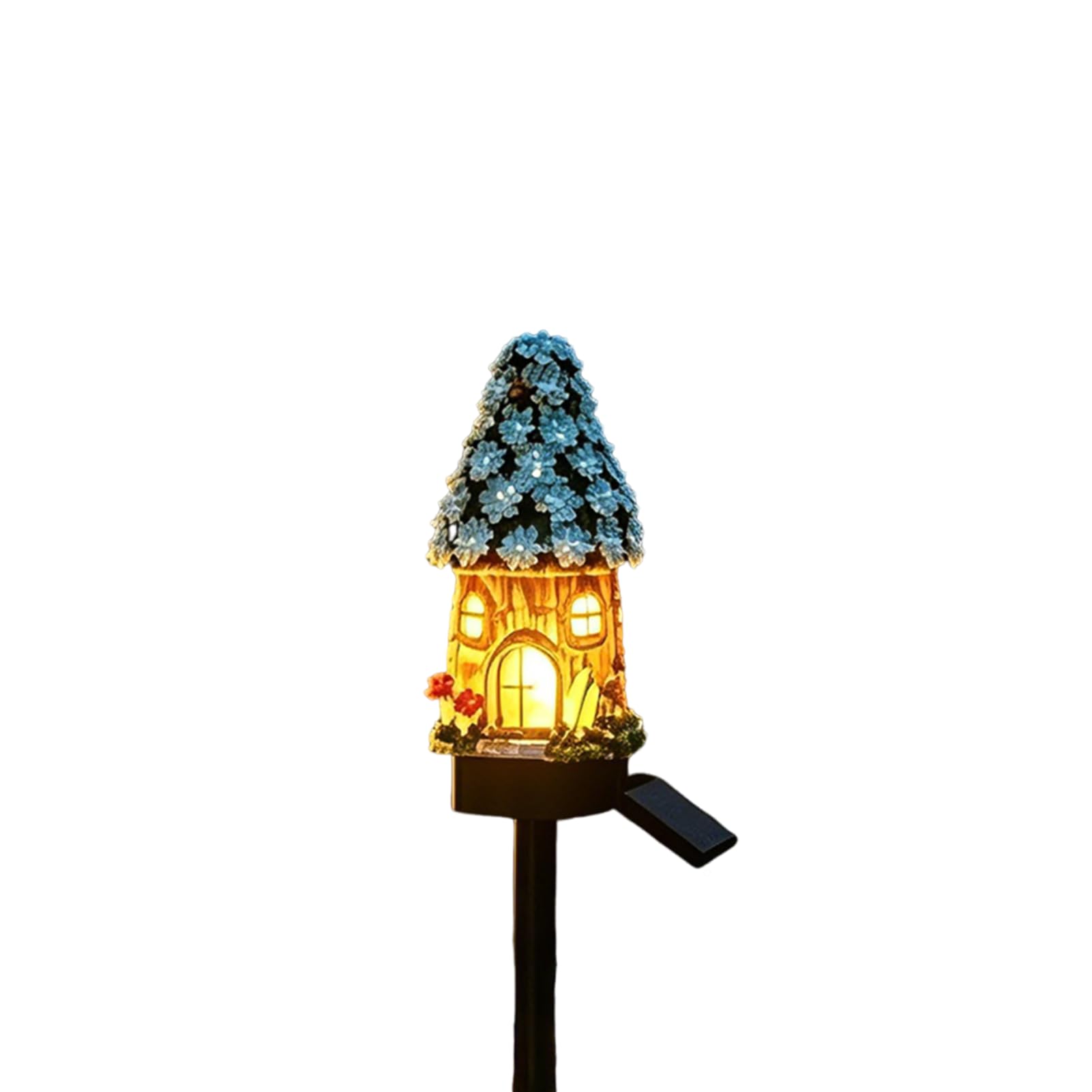 Mushroom Solar Lights Outdoor Garden, Fairy-Tale Mushroom Cottage Solar Stake Lights, Waterproof Resin Garden Ornaments Outdoor for Lawn, Walkway, Patio, Yard, Ideal Gifts for Women Mum (Sky Blue)