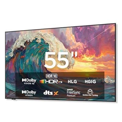 iFFALCON 55-Inch Class QLED 4K Smart TV, Ultra-Slim Picture Frame TV, 144Hz, HDR, Art Mode w/AI Art, Wide Color Gamut, Dolby Vision IQ, Dolby Atmos, Google Assistant Voice Remote(55F75, 2025 Model)