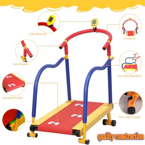 Image of Kids Treadmill for Home - Incline & Handlebars, Manual Self-Propelled Walking Pad, Indoor Workout Equipment for Children, Compact Fitness Solution for Active Kids