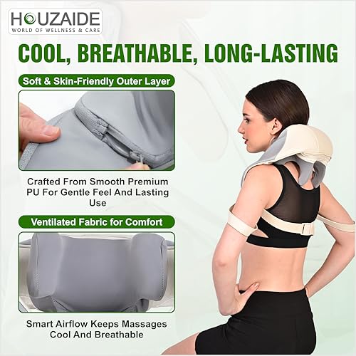 Image of OUZAIDE WORLD OF WELLNESS & CARE Electric Neck Massager for Neck & Shoulder Pain relief, Cervical Pain Relief Massager With 5D kneading Human Hand Like Massage and Heat Therapy for Holi gift options