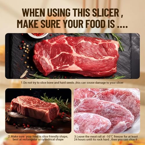 Manual Meat Slicer, Portable Frozen Meat Cutter, Stainless Steel Vegetable Meat Cleavers Beef Mutton Roll Slicing Machine for Home Restaurant Cooking Hotpot