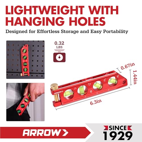 image for Arrow Fastener ARROW 6.3-Inch Torpedo Level, Magnetic Leveler with 0°