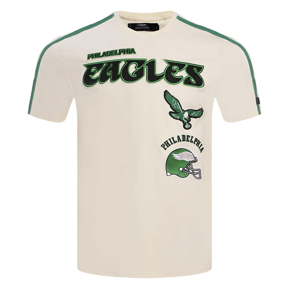 Pro Standard Mens NFL Philadelphia Eagles Retro Classics Taping Tee Eggshell/Kelly Green 2XL โ image 1
