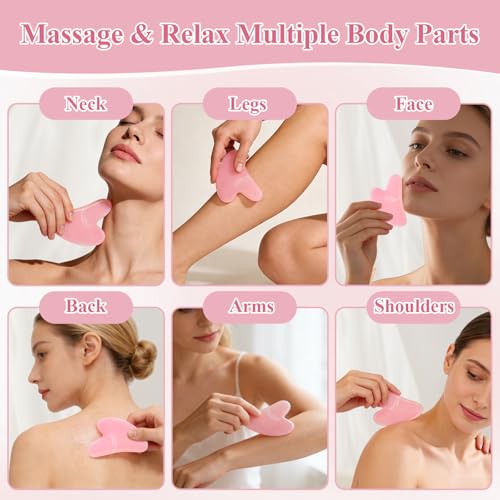 Flintronic Gua Sha Stein und Gesichtsroller, 8 Stück Gesichtsmassage Stein Set, Guasha Set Beauty Massager, Geschenk für Frauen, Jade Roller Gesicht für Augenschwellungen Routine Skincare