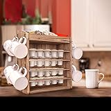 Coffee Pod Holder Wooden,40 K cups, K cup holder with 8 cup holders, durable 4-layer coffee bean sto