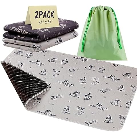 4+ Layers 2 Super Absorbent & Washable Dog Pee Pads + Wet Bag | 31" x 36" Waterproof & Non-Slip Mat for Crate & Playpen | Leak Proof Floor Rug for Potty Training & Whelping | Reusable Pet Urine Carpet Cover