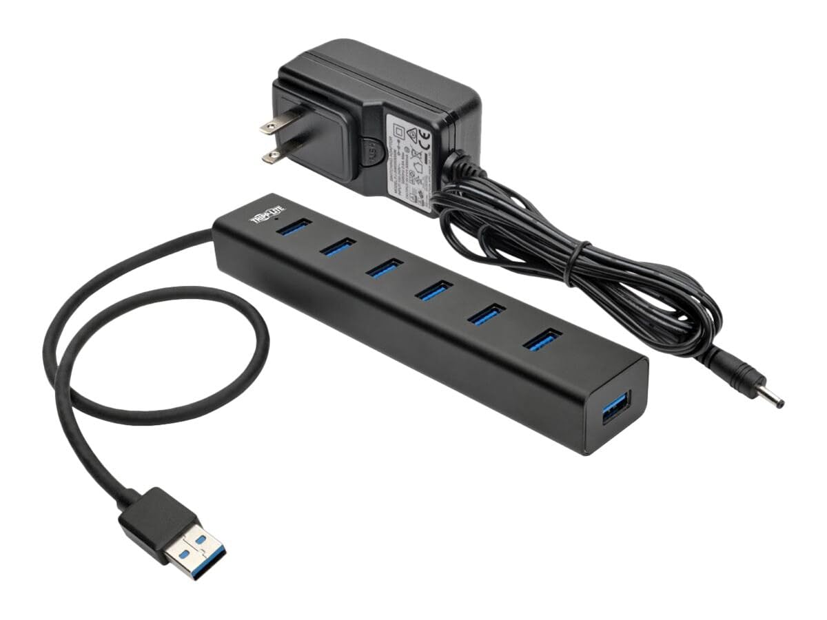 Tripp Lite Eaton Series U360-007-AL 7-Port USB 3 0 SuperSpeed Hub 5Gbps Aluminum Desktop Portable Powered Includes USB