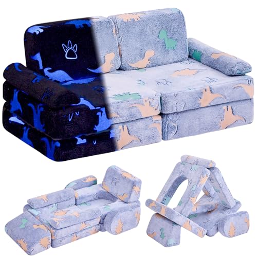 IFNOW Modular Kids Play Couch,Toddler Couch Kids Sofa,Child Sectional Sofa,Bedroom and Playroom Furniture for Toddlers,Convertible Foam and Floor Cushion for Boys and Girls,Glow in The Dark