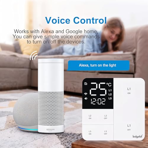 Image of Ledgebit Smart Zigbee Touch Light Switch with Timer & Temperature Display - Alexa & Smart Life Compatible | Zigbee Bridge-Hub Required | Glass Panel