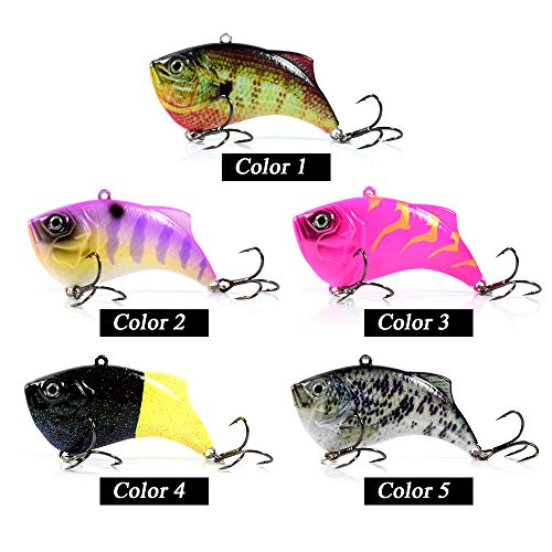 Yialia 65mm 14g Plástico Duro VIB Isca Crankbait 3D Olhos Realistas Afundando Iscas De Pesca Gancho