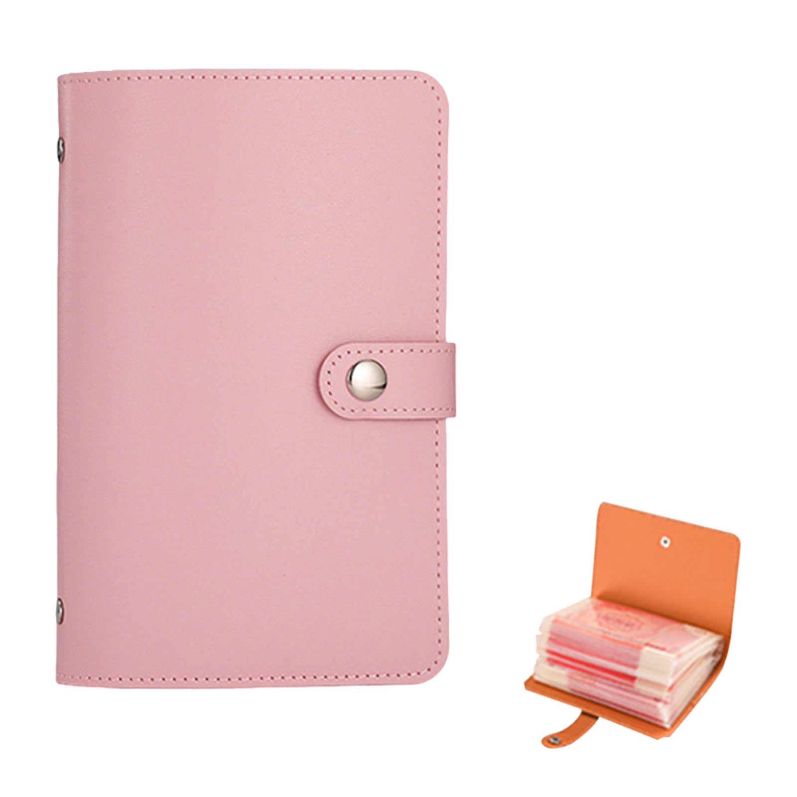 Geldspar-Brieftasche, 100 Umschläge, Spar-Brieftasche, Geldhüllen zum Sparen, Notizbuch und Ordner, 50 Seiten mit 100 Umschlägen, für Büros, Zuhause und Paare (Rosa)
