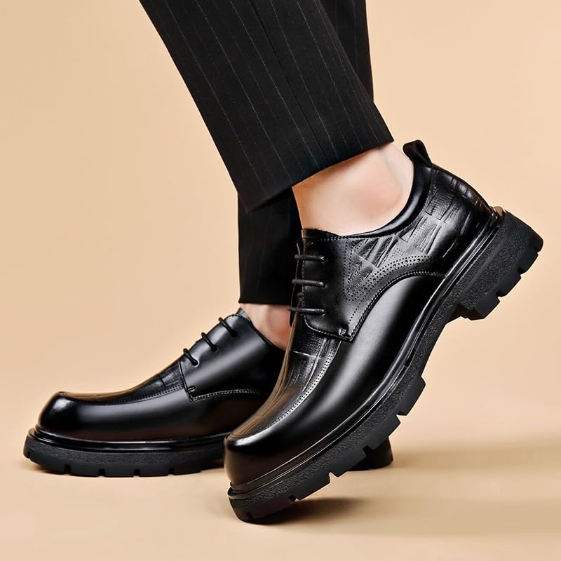 Men Oxford Superior Flexural Leather Fashion Dress Shoes Lace-Up Anti-Slip Formal Duty Work Shoes4