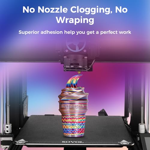 Image of Sovol Silk PLA Filament Rotated Tri Color Co-Extrusion 1.75mm, Fast Change 3D Printer Filament 1kg / 2.2lbs, Red Gold Blue 3 in 1 Coextrusion PLA Material + /-0.03mm