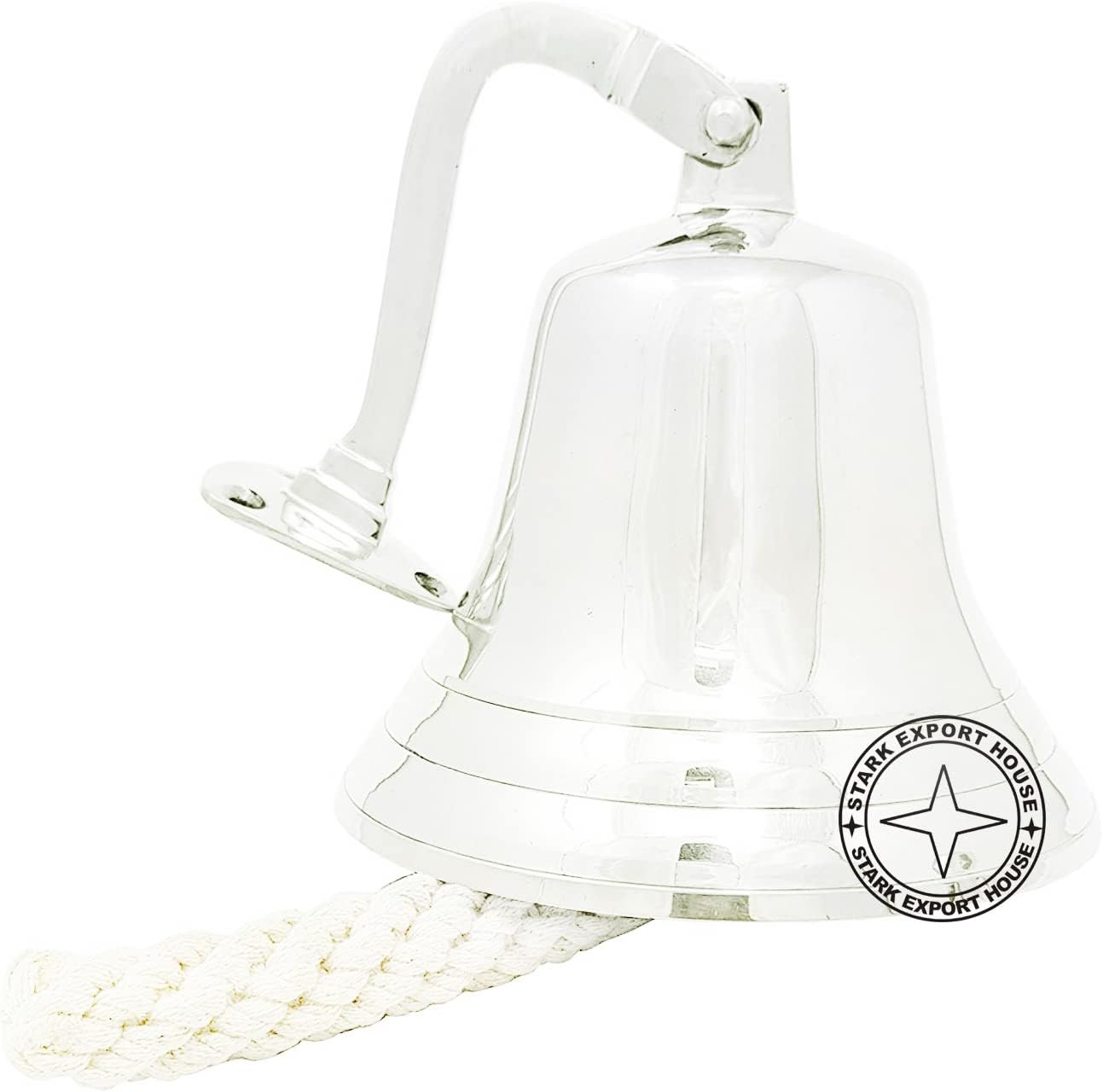 10 inch Solid Brass Ship Bell Beautiful Decorative & School Reception Dinner Shop Hotel Bells Super Loud Hand Call Bell Nautical Best for Gift (BVRT)