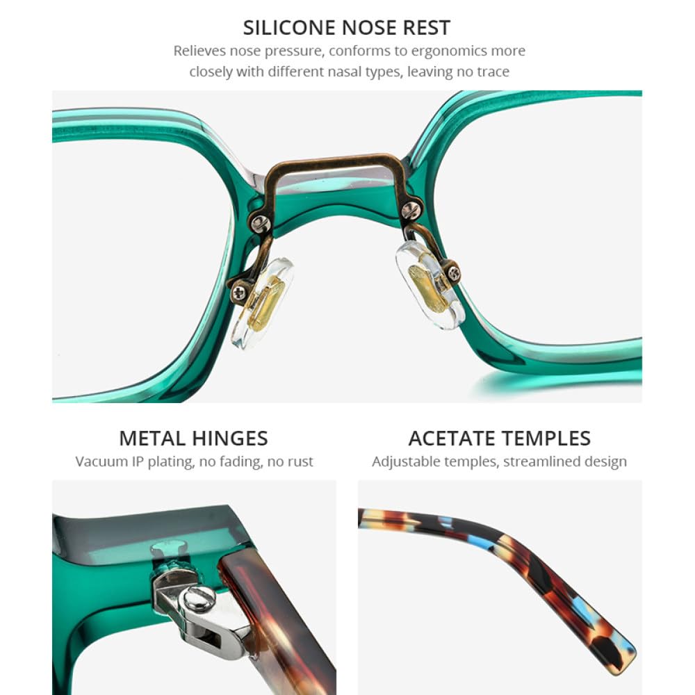 MUTYNE Montura de gafas de acetato para hombre, anteojos cuadrados Retro Vintage, gafas para mujer